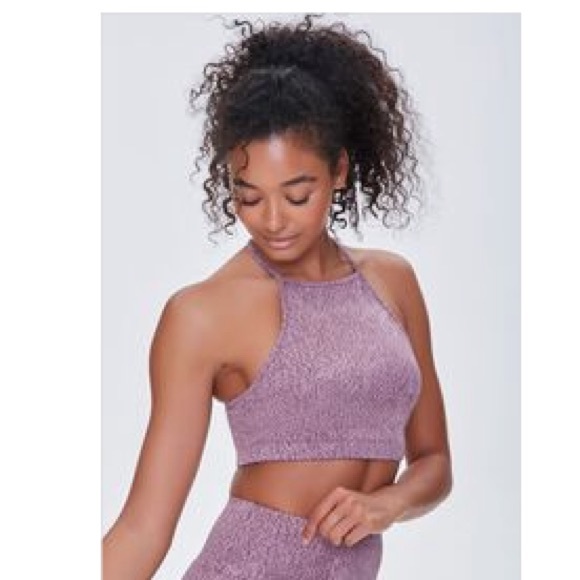 Forever 21 purple jacquard print active sports bra crop top athletic racerback - Picture 2 of 8